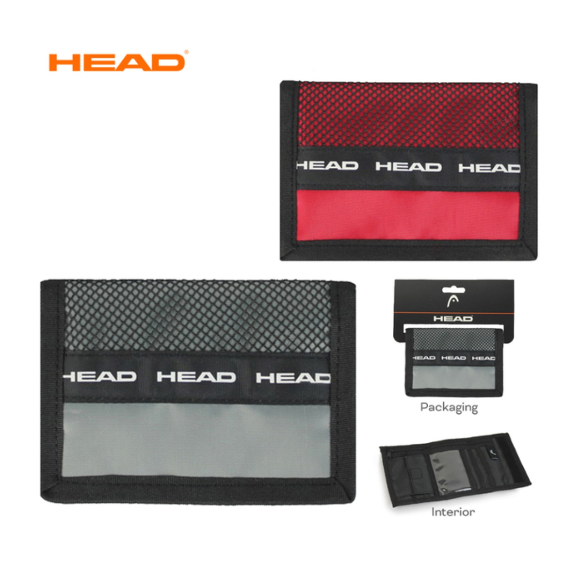 26811 BILLETERA ROJA GRIS Billetera Head Tela Plegable - Imagen 1
